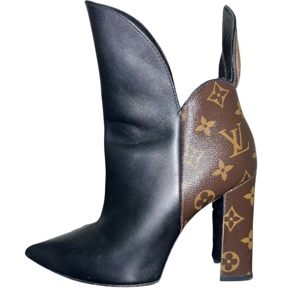 Louis Vuitton Monogram Pattern Ankle Leather Boots Size 8 - Picture 1 of 3